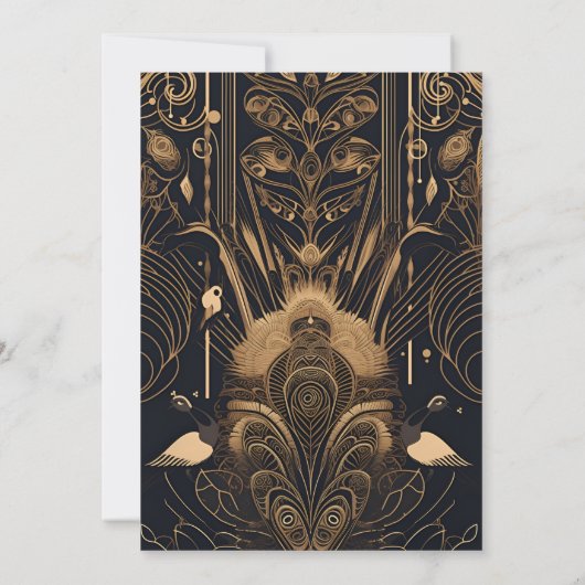Elegant Art Deco Peacocks Wedding Save The Date (Achterkant)