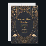 Elegant Art Deco Peacocks Wedding Save The Date<br><div class="desc">Aankondiging van onze Elegante Art Deco bruiloft Save the Date! Deze kaart combineert perfect de glamour van de Art Deco-stijl met de bruikbaarheid van een save-the-date kaart. Het Art Deco ontwerp voegt een weelderige en stijlvolle touch toe aan uw bruiloft briefpapier, waardoor een sfeer van luxe en verfijning ontstaat. Dit...</div>