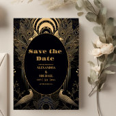 Elegant Art Deco Peacocks Wedding Save The Date
