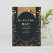 Elegant Art Deco Peacocks Wedding Save The Date (Staand voorkant)