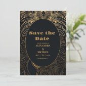Elegant Art Deco Peacocks Wedding Save The Date (Staand voorkant)
