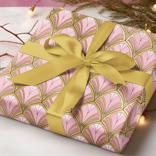 Elegant Art Deco Pink Gold Luxury  Patroon Cadeaupapier