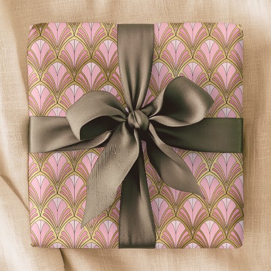 Elegant Art Deco Pink Gold Luxury  Patroon Cadeaupapier