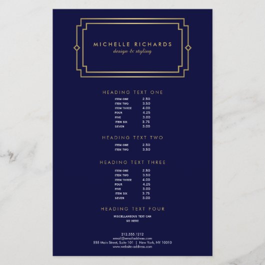 Elegant Art Deco Professional Navy/Gold Flyer (Voorkant)