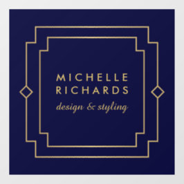Elegant Art Deco Professional Navy/Gold Raamsticker