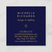 Elegant Art Deco Professional Navy/Gold Vierkante Visitekaartje (Achterkant)