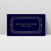Elegant Art Deco Professional Navy/Gold Visitekaartje