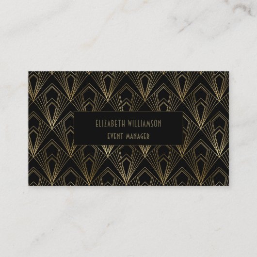 Elegant Art Deco Professional | Zwart en goud Visitekaartje (Voorkant)