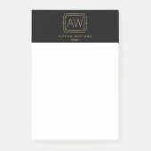 Elegant Art Deco Professioneel Monogram Zwart/Goud Post-it® Notes (Voorkant)
