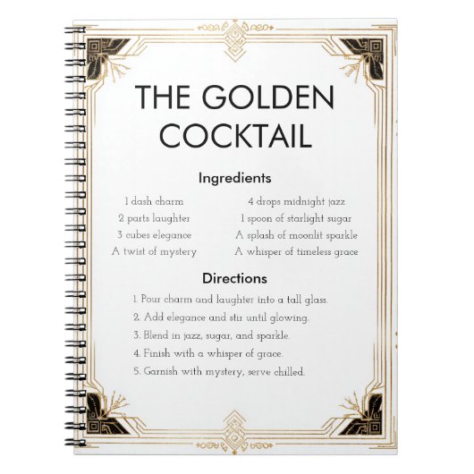 Elegant Art Deco Recept Ontwerp Notitieboek (Voorkant)