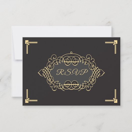 Elegant Art Deco Reception RSVP-kaart Kaart (Voorkant)