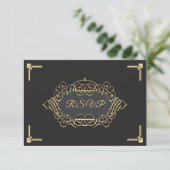 Elegant Art Deco Reception RSVP-kaart Kaart (Staand voorkant)