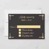 Elegant Art Deco Reception RSVP-kaart Kaart (Achterkant)