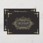 Elegant Art Deco Reception RSVP-kaart Kaart (Voorkant / Achterkant)