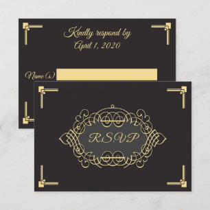 Elegant Art Deco Reception RSVP-kaart Kaart