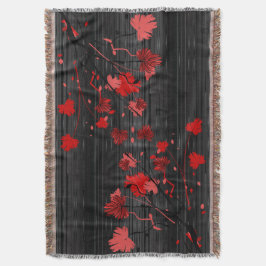 Elegant Art Deco Red Floral met zwarte strepen Deken