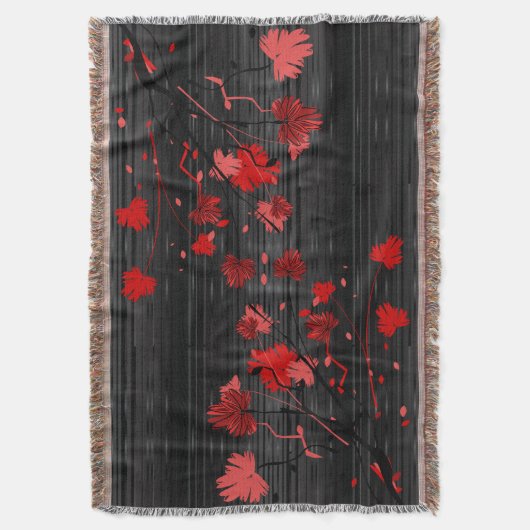 Elegant Art Deco Red Floral met zwarte strepen Deken (Voorkant Verticaal)