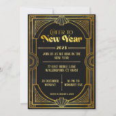 Elegant Art Deco Retro New year Party Holiday Card Kaart (Voorkant)