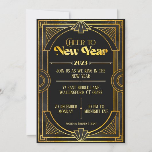 Elegant Art Deco Retro New year Party Holiday Card Kaart (Voorkant)
