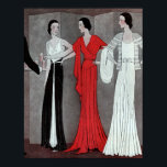 Elegant Art Deco  Retro Party Poster<br><div class="desc">Deze elegante kunstdeco mode illustratie,  met mooie vrouwen in langpartijgowns van rood,  zwart en wit,  werd gevonden in een  tijdschrift uit 1931.</div>