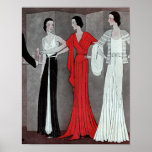 Elegant Art Deco  Retro Party Poster<br><div class="desc">Deze elegante kunstdeco mode illustratie,  met mooie vrouwen in langpartijgowns van rood,  zwart en wit,  werd gevonden in een  tijdschrift uit 1931.</div>