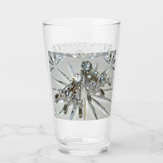 Elegant  Art Deco Rhinestone Retro Glam Glas (Voorkant)