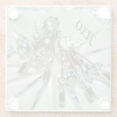Elegant  Art Deco Rhinestones met Initialen Glazen Onderzetter (Achterkant)