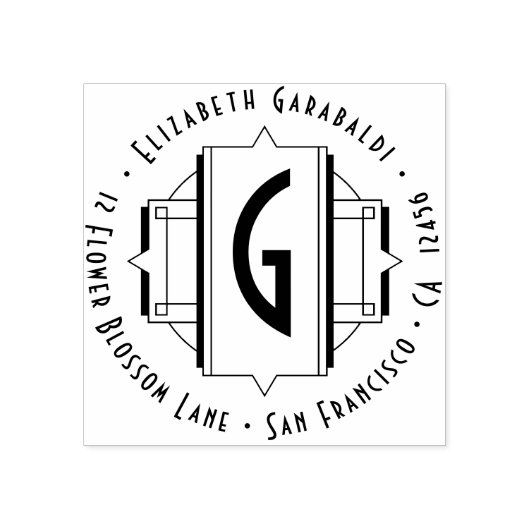 Elegant  Art Deco Round Return-adres Rubberstempel (Afrduk)