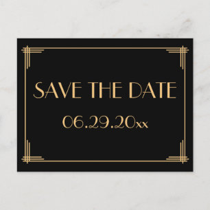 Elegant  Art Deco Save The Date Aankondigingskaart