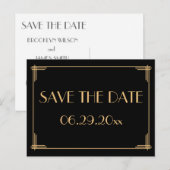 Elegant  Art Deco Save The Date Aankondigingskaart (Voorkant / Achterkant)