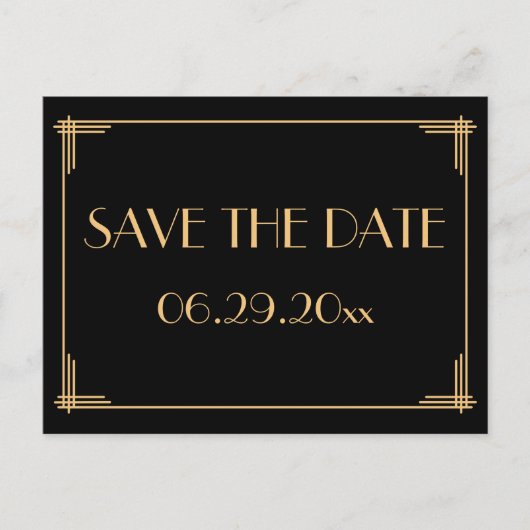 Elegant  Art Deco Save The Date Aankondigingskaart (Voorkant)