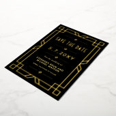Elegant Art Deco Save the Date Black Gold Kaart (Gedraaid)