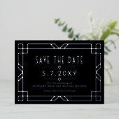 Elegant Art Deco Save the Date Black Silver Kaart (Staand Voorkant)