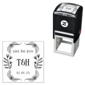 Elegant Art Deco Save The Date Monogram Zelfinktende Stempel (In situ)