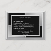 Elegant Art Deco Silver Black Geometrical Metal Visitekaartje (Achterkant)