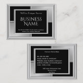 Elegant Art Deco Silver Black Geometrical Metal Visitekaartje (Voorkant / Achterkant)