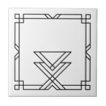 Elegant Art Deco Simple Geometric Lijst Tegeltje<br><div class="desc">Elegant eenvoudig zwart kunstdeco geometrisch decoratief lijst element op een witte keramische tegel. Stijlvol design,  ideaal voor een modern of kunstmatig deco- design.</div>