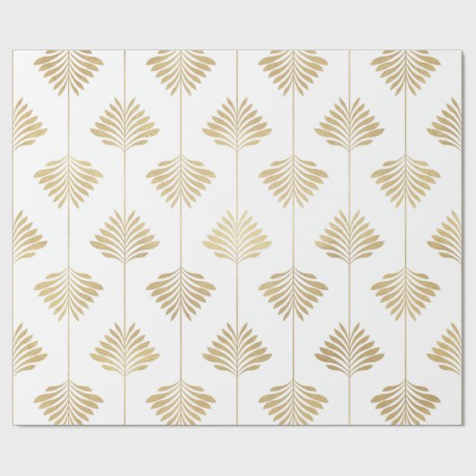 Elegant Art-Deco Stijlvol Leafs Patroon Cadeaupapier (Vlak)