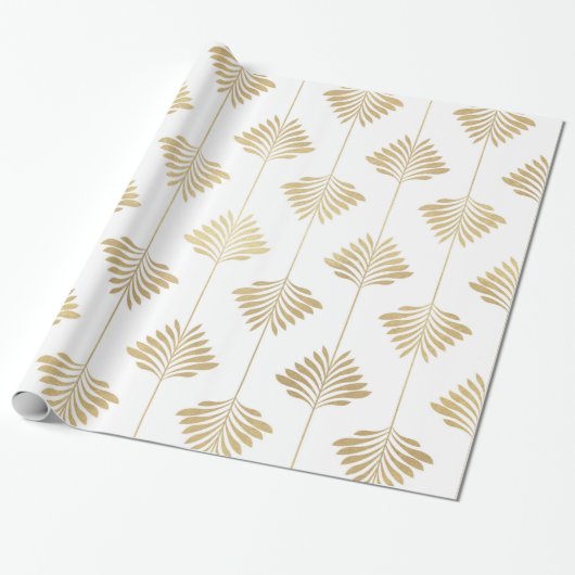 Elegant Art-Deco Stijlvol Leafs Patroon Cadeaupapier (Uitgerold)