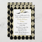 Elegant Art Deco Style 50th Jubileum Uitnodiging (Voorkant / Achterkant)