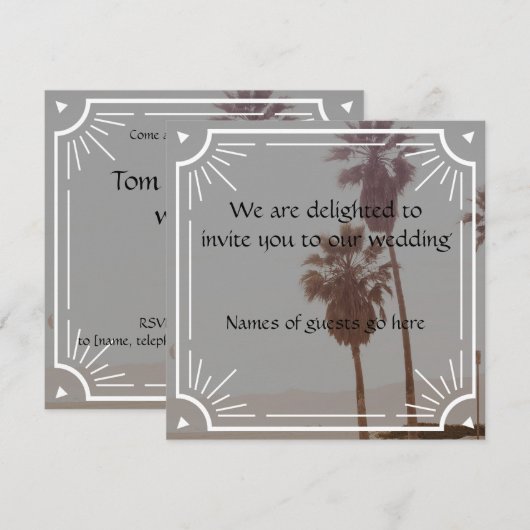 Elegant Art Deco Style Wedding Uitnodiging (Voorkant / Achterkant)