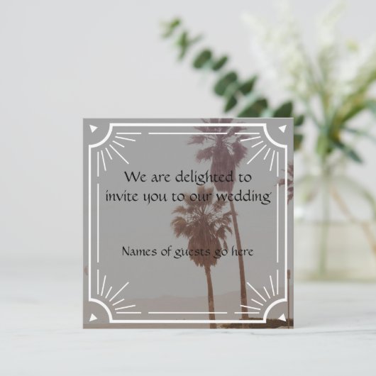 Elegant Art Deco Style Wedding Uitnodiging (Staand voorkant)