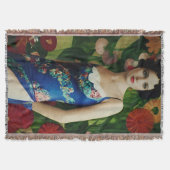 Elegant Art Deco Style Woman met Large Flowers Art Deken (Voorkant)