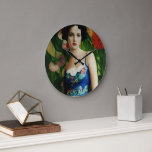 Elegant Art Deco Style Woman met Large Flowers Art Grote Klok<br><div class="desc">Voel je je fancy? Laat je ogen voor dit kunstmeesterwerk van de Art Deco-stijl! De 20er kan voorbij zijn,  maar de glamour leeft voort in dit verbluffende stuk. De ingewikkelde details en levendige kleuren van de bloemen geven je het gevoel als een ware Gatsby.</div>