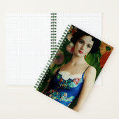 Elegant Art Deco Style Woman met Large Flowers Art Notitieboek (Binnen)