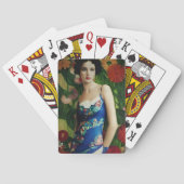 Elegant Art Deco Style Woman met Large Flowers Art Pokerkaarten (Achterkant)