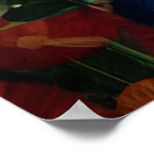 Elegant Art Deco Style Woman met Large Flowers Art Poster (Hoek)