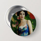 Elegant Art Deco Style Woman met Large Flowers Art Ronde Button 7,6 Cm (Voorkant /achterkant)