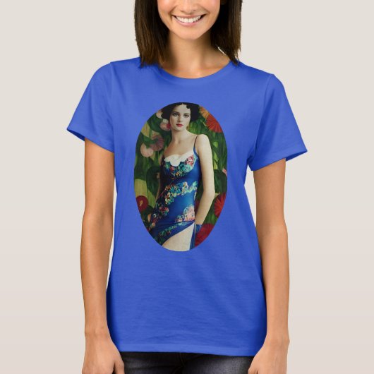 Elegant Art Deco Style Woman met Large Flowers Art T-shirt (Voorkant)