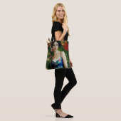 Elegant Art Deco Style Woman met Large Flowers Art Tote Bag (Op model)